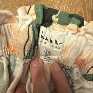 Nicole Miller Peach, Green & Cream Straight Leg Linen Pants